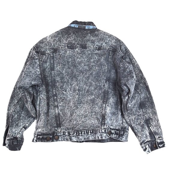 Vintage Levi's Black Acid Wash 80s 90s Perfect Fade Flannel Lined Large - Picture 2 of 9